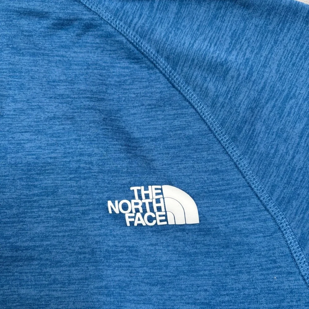The North Face Mens XL Blue Heathered Quarter Zip Fleece Pullover Chest Pocket